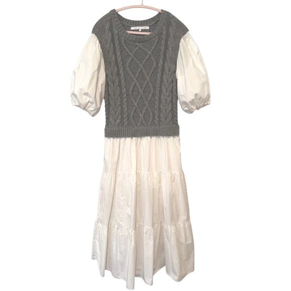 English Factory Mixed Media Cable Knit Down Midi Dress Size Small - Picture 3 of 10